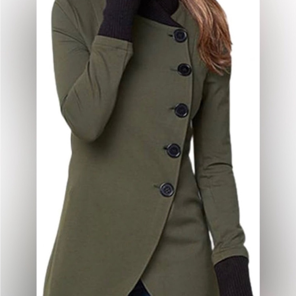 Women’s Asymmetric Button Front Coat/Blazer Olive Green size 4